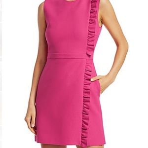 Magenta pink MSGM ruffle crepe mini dress 38